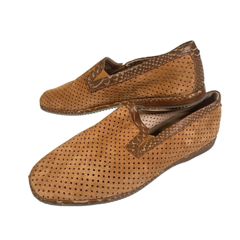 Loriblu Uomo Men Tan Suede Perforated Loafers Made in Italy Size 43 US 10